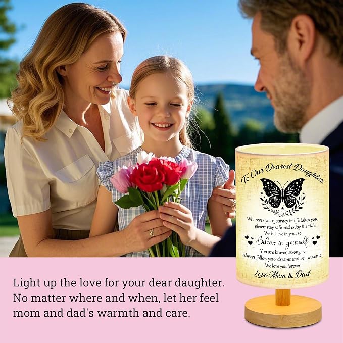 WSYEAR Daughter Gifts from Mom Dad Table Lamp - Best Birthday Gifts for Daughter Wooden Desk Lamp - Christmas Mothers Day Graduation Gifts for Daughter
