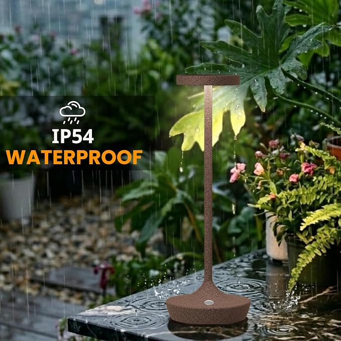 2 Pack Cordless Table Lamps, Rechargeable 6000mAh, 72H Runtime, Waterproof | Stepless Touch Dimming with 3 Color Modes & Memory Function for the Perfect Ambiance at Home, Restaurants & Patios (Rust)