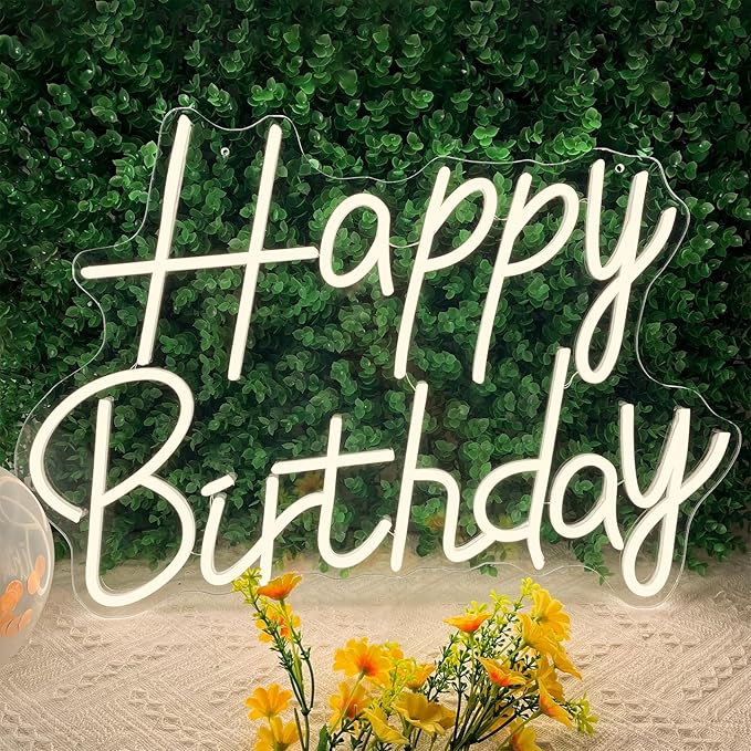 Happy Birthday Neon Sign, 21.7 x 15.1 Inch Neon Signs Large Size, Happy Birthday Neon Light for Wall Decor, Big Birthday Neon Lights for Bedroom Cafe Party Any Ages Bday Celebration Decoration