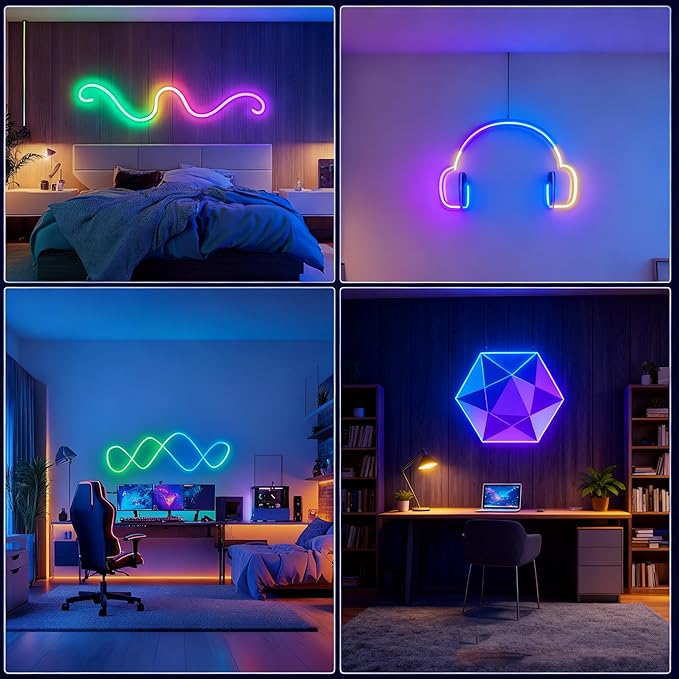 25ft LED Rope Lights 360 Degree Illumination, 5V USB Portable neon Light Strip,Neon Lights Suitable for Parties, Halloween, terraces, Christmas Camping Decoration, DIY