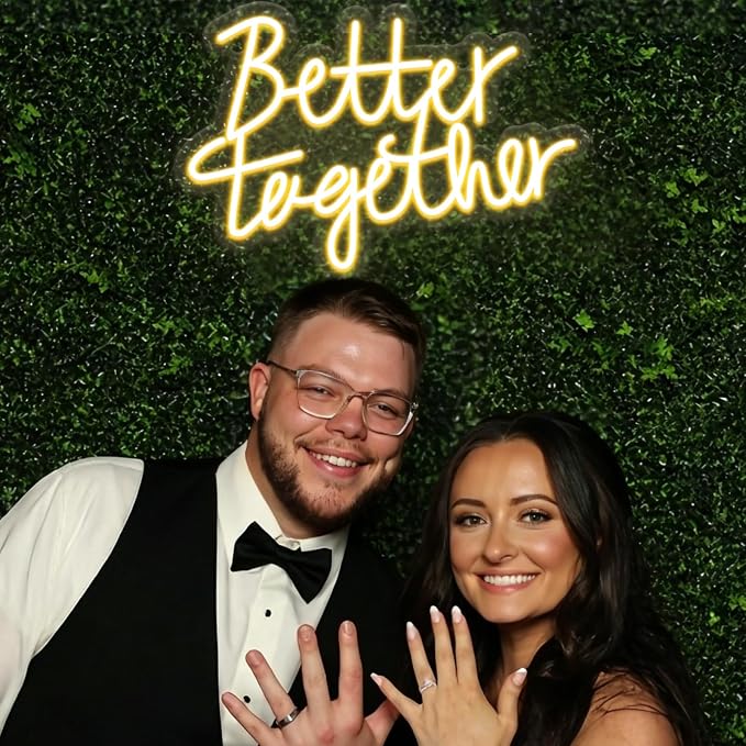Better Together Neon Sign, LED Neon Sign Wall Decor for Wedding Bedroom Christmas Valentine's Day Women Birthday Gift Living Room Home Decor, 16"x 12" USB Powered 10 Brightness Settings Light