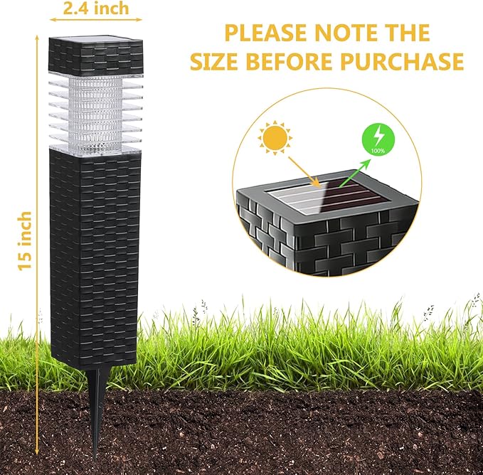SUNNYPARK 8 Pack Solar Pathway Lights Outdoor | Rattan Style, Modern Design, Waterproof, LED Landscape Lights for Walkway, Driveway, Patio, Yard