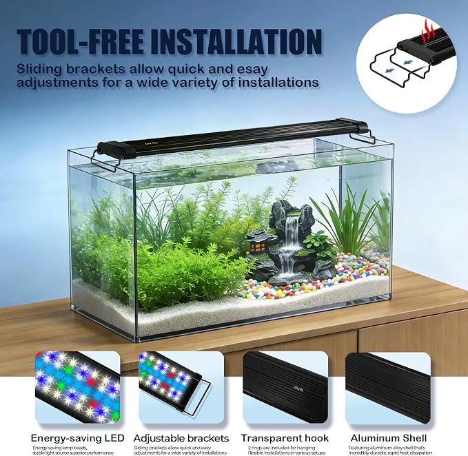 Smart LED Aquarium Light for Freshwater Tanks - App Control DIY Spectrum, Auto Timer & Sunrise Sunset Simulation (30-36 INCH)