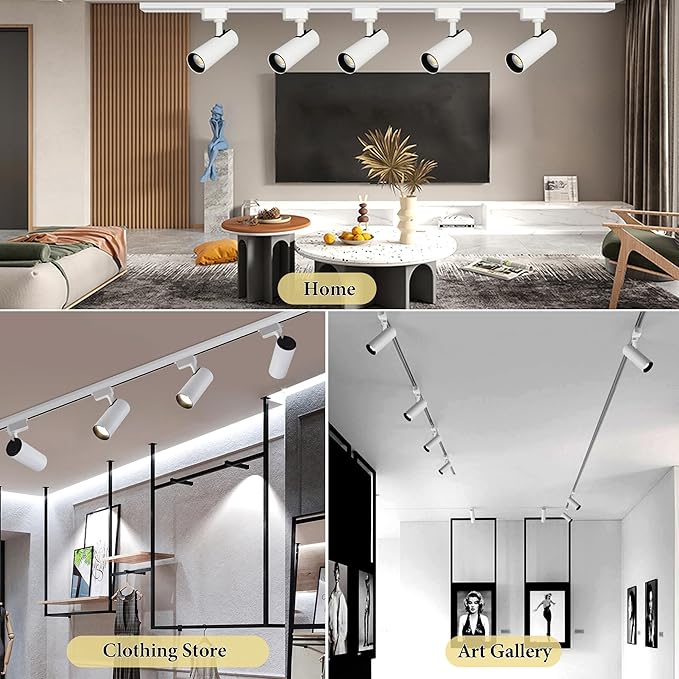 Dimmable H Type Track Lighting Heads, 6PCS Brightened 4000K Natural White 20W 2400lm for Accent Lighting, LED Track Lighting Ceiling Spotlight Fixture