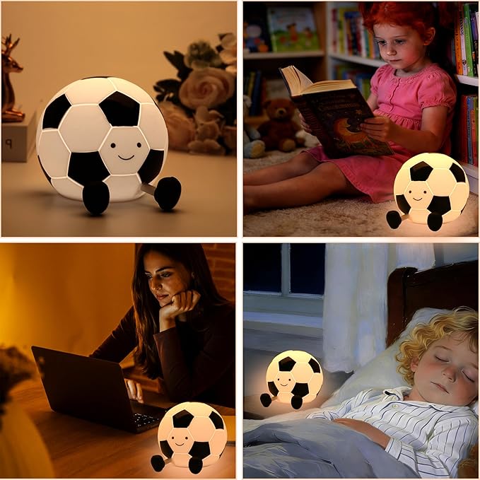 Soccer Silicone Night Light for Kids,Cartoon Soccer Lamp Squishy Silicone Baby Nursery Night Light with 7 Colors Change,Football Night Light for Home Decor,Birthday or Christmas Gifts
