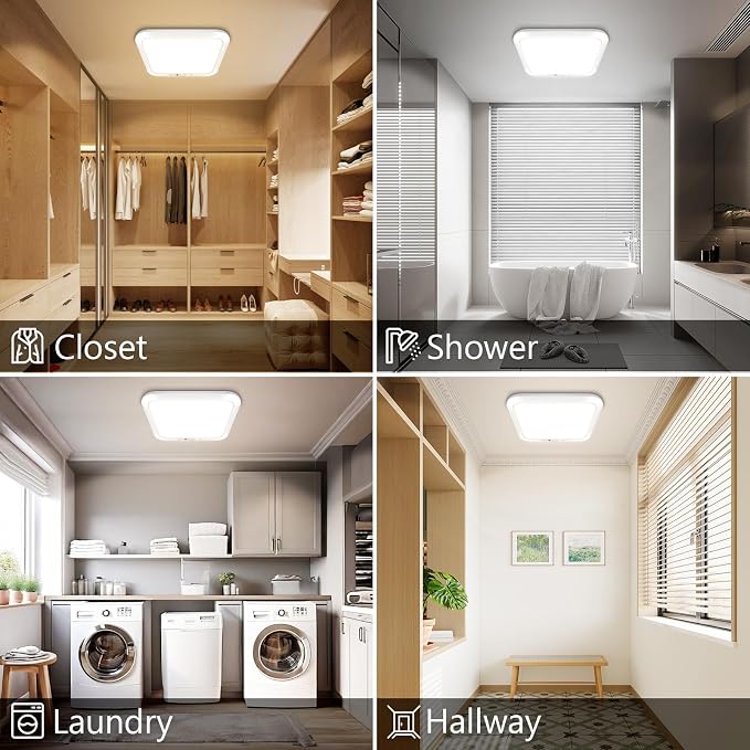 Rechargeable Motion Sensor Ceiling Light, Battery Closet Light 12 RGB Color | 8000mAh Wireless Battery Powered Shower Light Magnetic Mount, LED Cordless Stick On Overhead Ceiling Light for Pantry Hallway