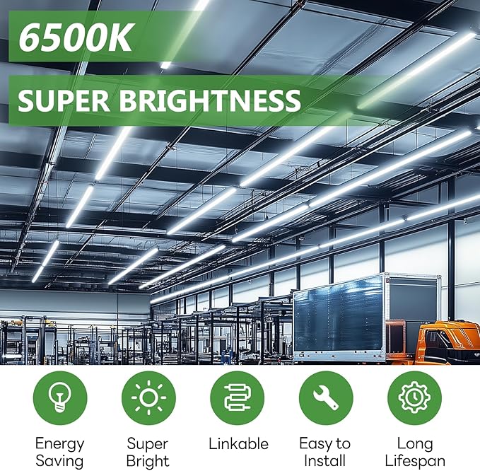 Pak LED Shop Lights, 4FT T5 Integrated Utility Fixture, 2300LM 6500K Cool White, 20W Energy Efficient Linkable LED Tube Lights for Garage, Workshop, Basement, FCC Certified, 2 Pack