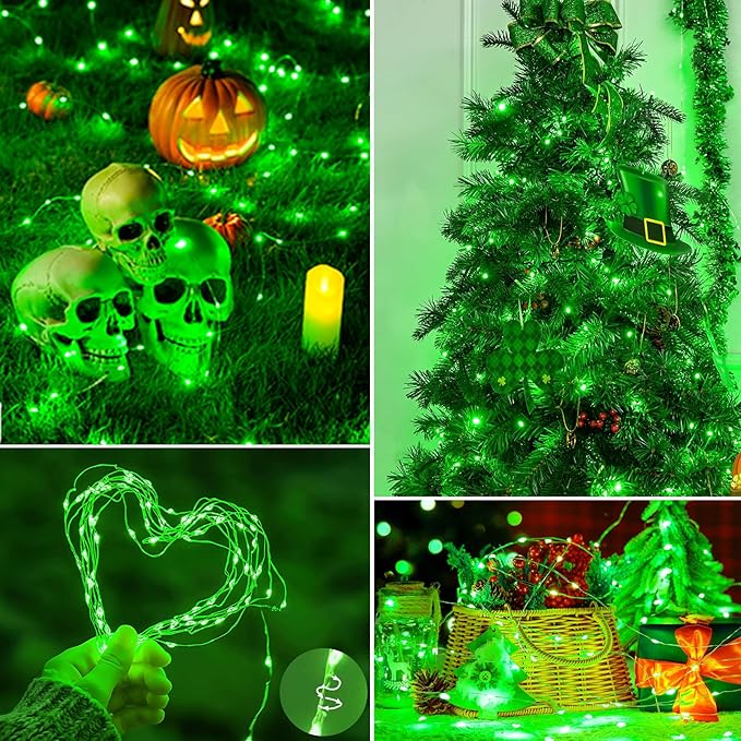 kolpop 5 Pack Fairy Lights Battery Operated with Timer, 50 LED Mini String Light Battery Powered, Green Tiny Lights for Indoor Wedding Decorations