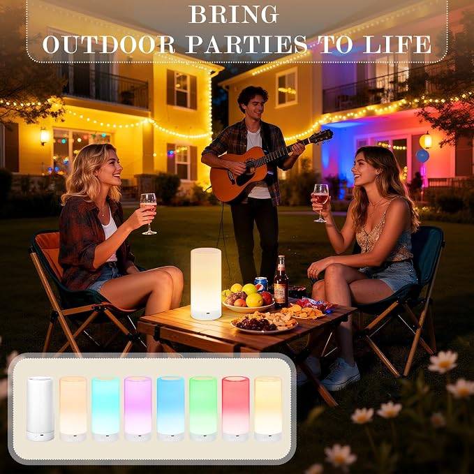 UNIFUN Table Lamp, Touch Sensor Bedside Lamps, Dimmable Warm White Light & Color Changing RGB for Kids Room,Living Room,Camping