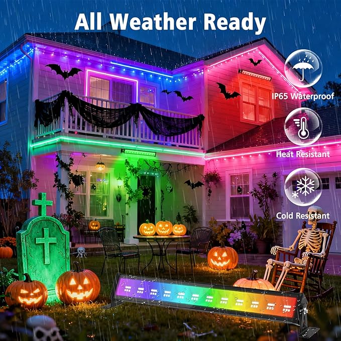 T-SUN RGBCW Wall Washer Lights 6 Pack 50W Stage Wash Light Bar Smart APP & Remote Control Music Sync Memory Timing Color Changing Wash Light for Stage Birthday Party Wedding Outdoor Indoor