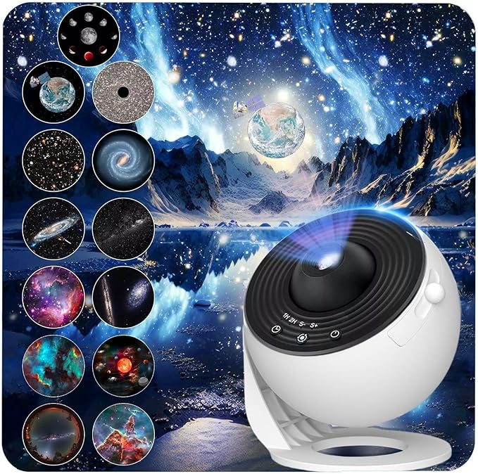 Galaxy Projector for Bedroom, Upgraded HD Star Projector Lens, 13 in 1 Planetarium Star Projector with Solar System & Constellation - 360° Rotating with Timer, Adjustable Knob, Kids Adults Room Decor