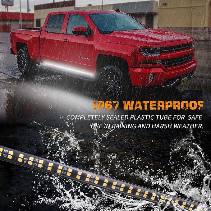 2PCS 70 inch Running Board Emergency Lights White Strobe Lights | 864 LED Exterior Flashing Warning Hazard Caution Safety Light Strip for Tow Plow Trucks Construction Vehicles Pickup