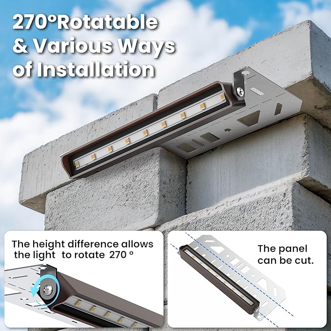 Retaining Wall Lights, Low Voltage Landscape Outdoor Step Lighting 16 Pack | 7 Inch LED Hardscape Lighting Waterproof, 12V Low Voltage Landscape Outdoor Lights for Patio Stairs Deck 2700K, 270° Rotate