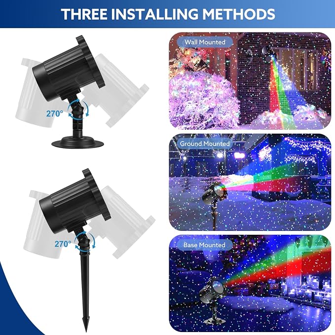 Outdoor RGB Laser Projector Lights 3 Color Starry Sky Firefly Effect | IP65 Moving Projection Light with Remote for Christmas Halloween Parties, Garden, Yard, New Year – Holiday Landscape Decor