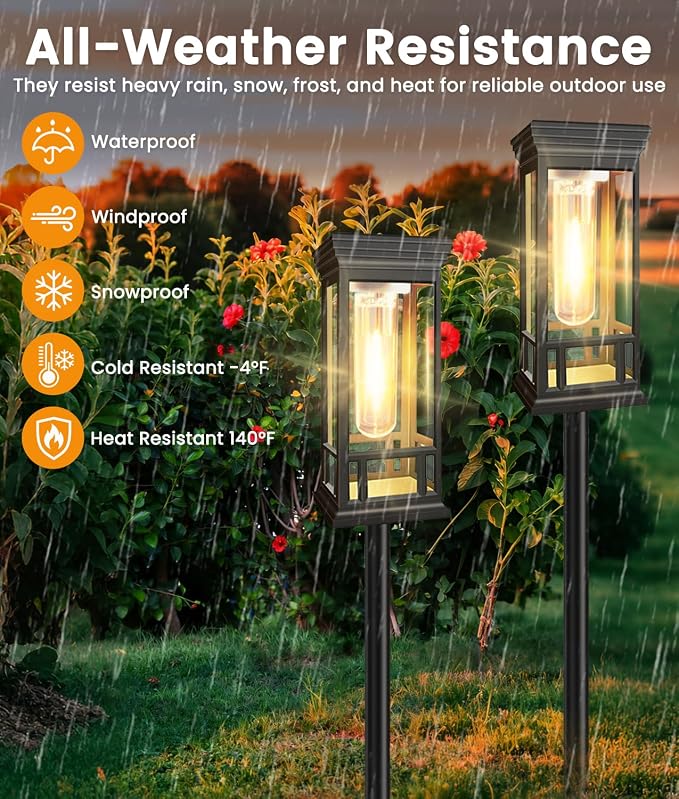 6 Pack Bright Solar Garden Lights, Solar Pathway Lights Outdoor Waterproof | Auto On/Off, Solar Lights Outdoor for Yard, Sun-Powered Landscape Lights for Path Walkway Lawn Driveway Patio Decor