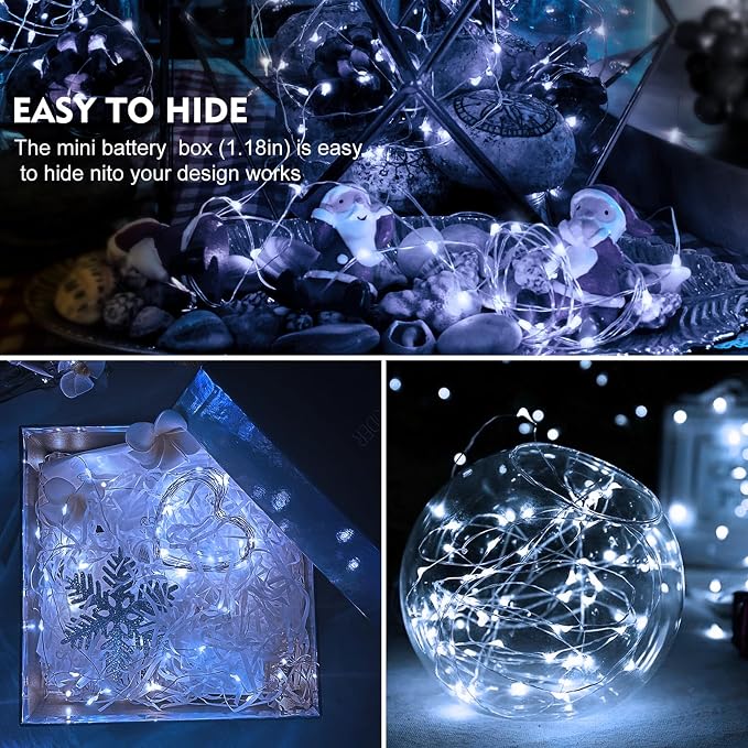 AIKEI 6 Pack LED Fairy Lights Battery Operated, Mini String Lights Waterproof 7 Feet 20 Led Firefly Starry Lamps 3 Working Modes for Wedding Party Bedroom Garden Halloween Christmas Decoration White