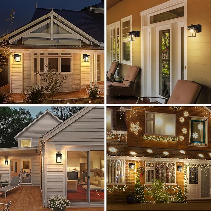 Porch Light with GFCI Outlet Built in, Dusk to Dawn Outdoor Lighting with Outlet, Waterproof Anti-Rust Alunmium Exterior Wall Mount Fixture, Outside Light for House Garage Front Door, Bulb Included