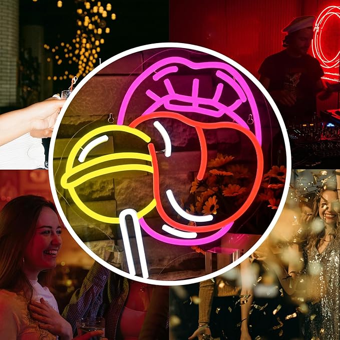 Tongue Candy Neon Sign for Wall Decor,Neon Light for Candy Shop Man Cave Bedroom Party Wedding Lollipop Store Decorations