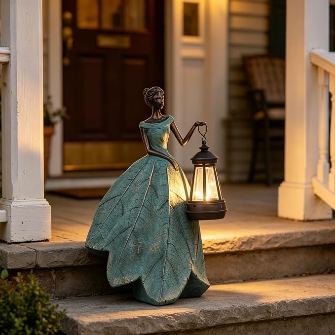 Guichifun Fairy Statues Garden Decor with Solar Lights Gifts for Women | Resin Garden Statues, Outdoor Decor, Patio Yard Lawn Decor, Housewarming Gardening Gifts for Mom, 7.4 x 5.3 x 12 Inch