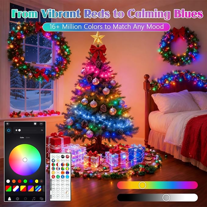 2025 New 88FT 240LED Smart Color Changing Christmas String Lights Outdoor App Control RGB LED String Lights with Remote & Timer, Waterproof Twinkle Christmas Tree Lights Indoor for Holiday Xmas Decor
