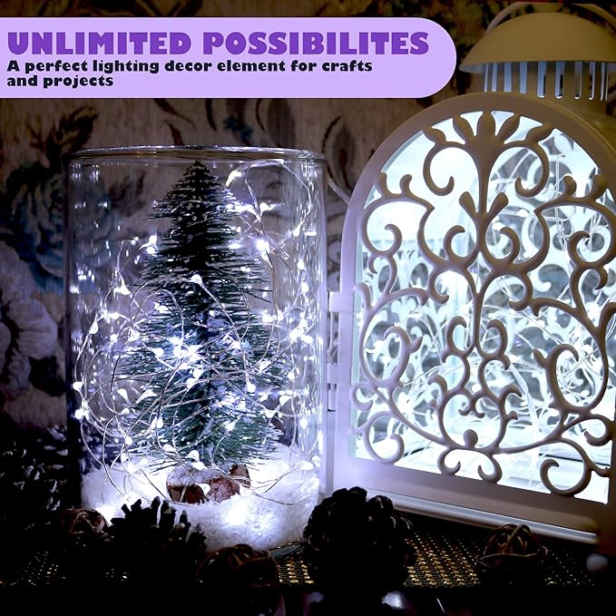 6 Pack Fairy Lights Battery Operated String Lights w/ Timer,2 Remotes,20LED | 6.5ft Cool White Firefly Lights,Waterproof Silver Wire Twinkle Lights DIY Mason Jar Wedding Party Christmas Table Decor