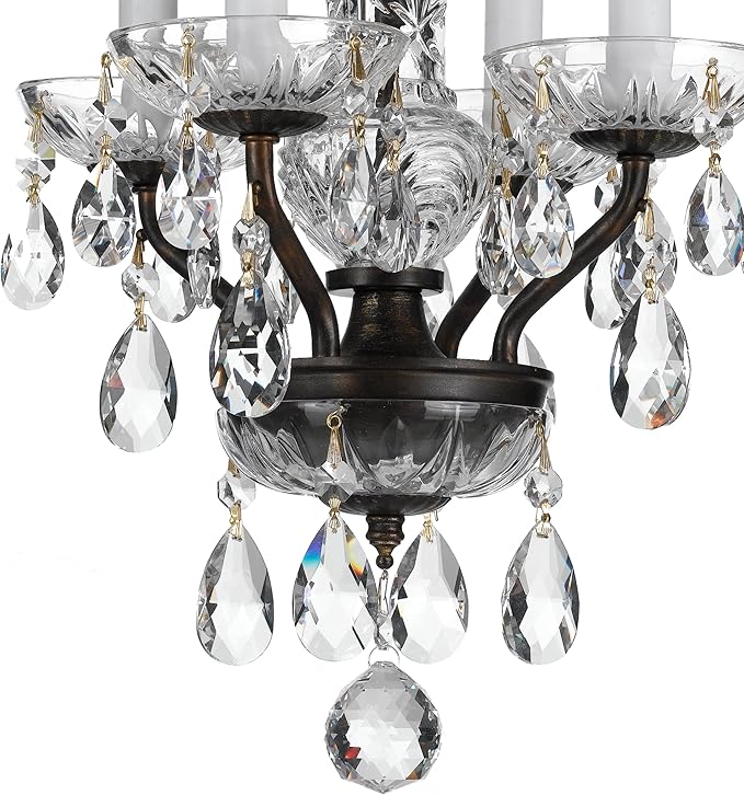 Crystorama Traditional Crystal 4 Light Hand Cut Crystal English Bronze Mini Chandelier
