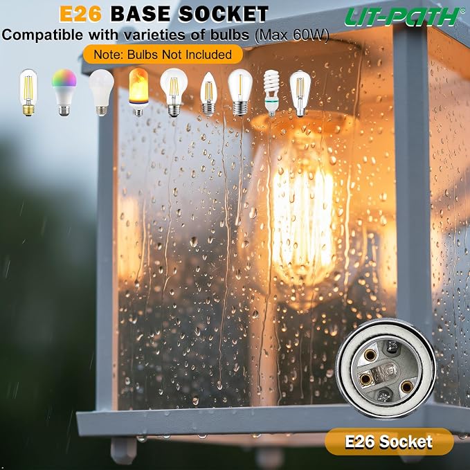 Outdoor Wall Light Fixture, Rustproof Aluminum, Clear Glass | Dusk to Dawn Exterior Porch Light Wall Sconce Lantern for House, Patio, Garage, Waterproof, E26 Socket 60W Max, White, 1 Pack