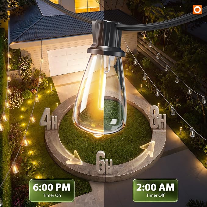 addlon 72FT Solar String Lights Waterproof with Remote & USB, Patio Lights | Solar Powered with Dimmable LED Shatterproof Bulbs, Outdoor Lighting for Camping Backyard Garden