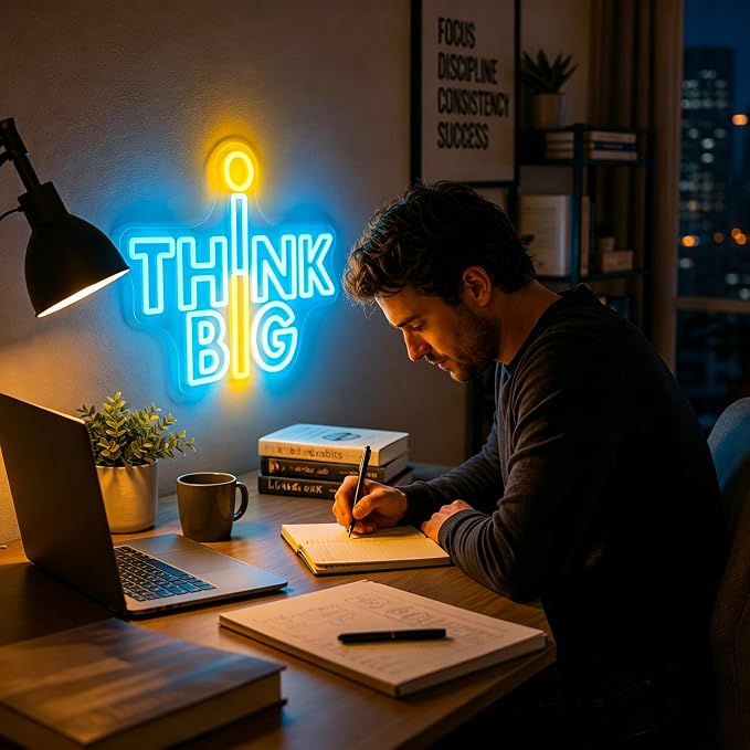 Positive Neon Lights Signs Neon Sign Led Sign Light for Wall Decor | Think Big Neon Sign for Room Decor,Positive Decoration,Motivational Wall Decor,Gift,5V USB Powered Dimmable