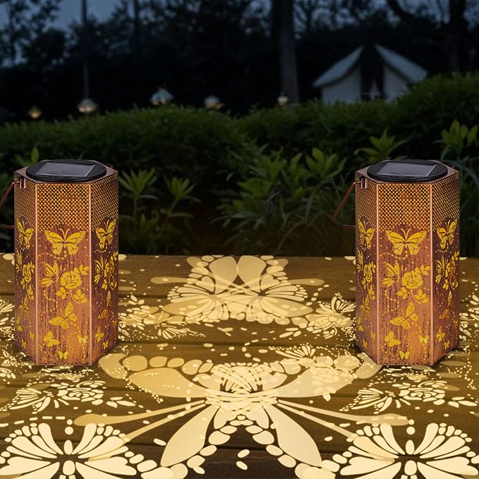 Eandisom Birthday Gifts for Women, 2 Pack Butterflies Solar Lanterns