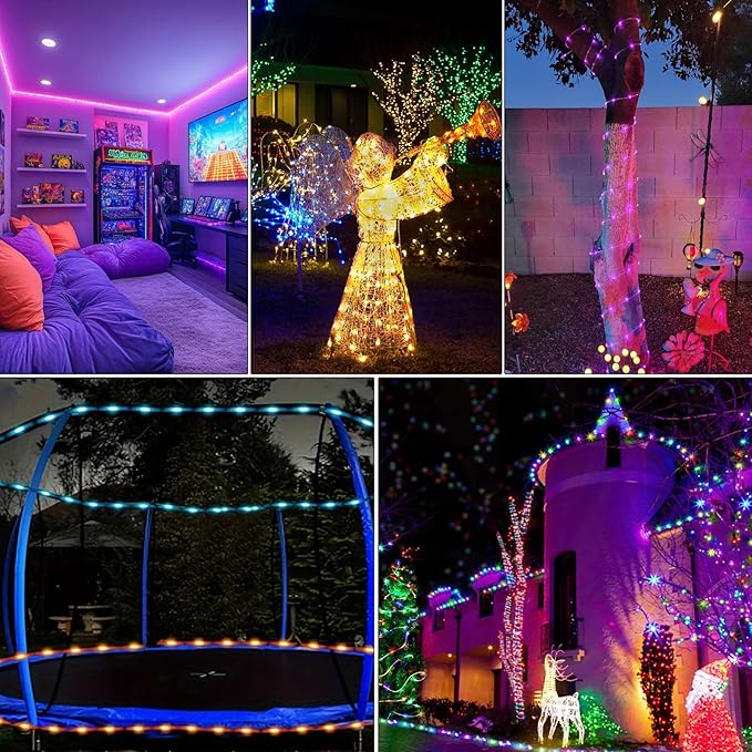 Solar Rope Lights Outdoor Waterproof, 66Ft 200 LED String Light Fairy Solar Powered & USB with Remote, 18 Colors Changing Fairy Lighting for Outside Indoor Trampoline Patio Christmas Decor