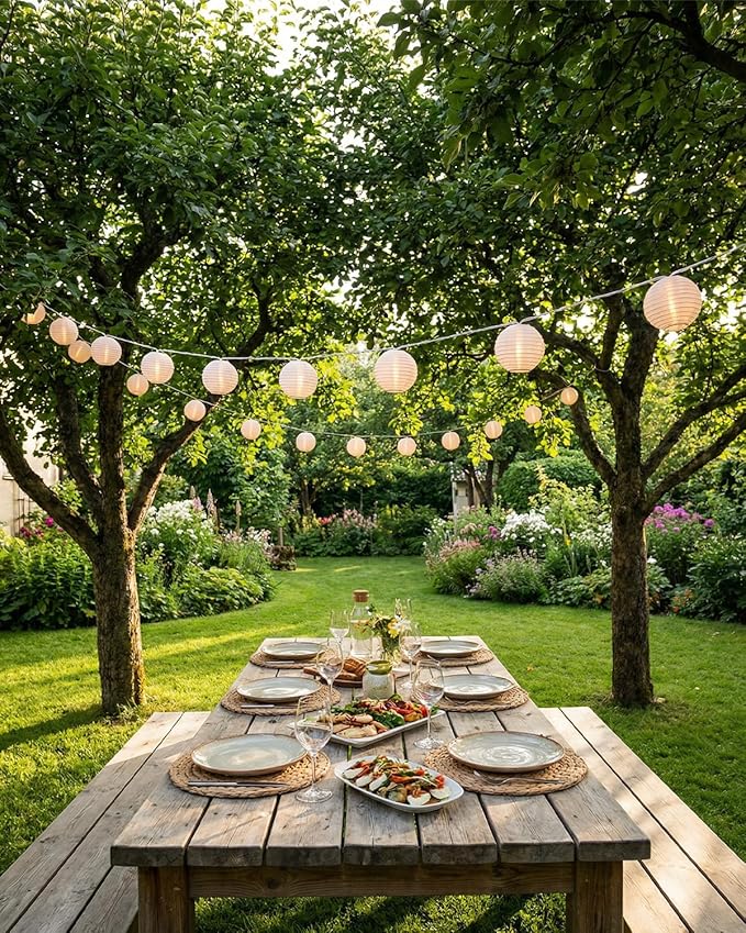 SUNSGNE 8.5Ft Cute White Lantern String Lights, 10 Mini LED Oriental Style White Lanterns Plug in Home & Garden Decorative Lights for Indoor Outdoor Patio Party Wedding Bedroom Bistro Bar