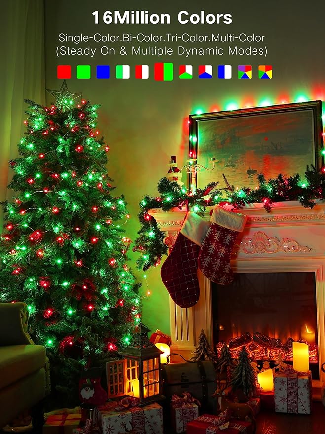Brizled Smart Fairy Lights, 66FT 200 LED St. Patrick's Day Green String Lights WiFi Smart App & Voice Controlled, RGB Color Changing Mini Christmas Light Dimmable for Halloween Xmas Easter July 4th