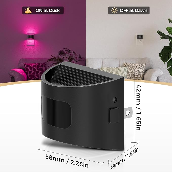 Motion Sensor Night Light, Night Lights Plug into Wall, RGB | 8-Color RGB Night Light, Motion Sensor, Dusk to Dawn, for Bedroom, Bathroom, Hallway, 2 Packs