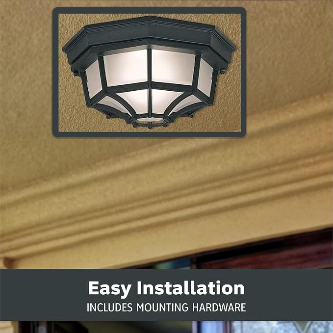 DESIGNERS FOUNTAIN 2067-BK Builder Cast Outdoor Flush Mount Ceiling Light,10.5 in W,Black,(Pack of 6)
