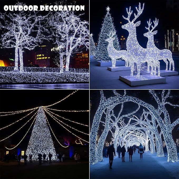 Fairy Lights Plug in,100FT 600 LEDs Waterproof Led String Lights,8 Modes Remote Twinkle Light for Bedroom Window Weddings Christmas Holiday Decoration,Silver Wire,2 Inch Led Space,Cool White