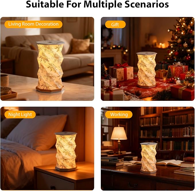 Birthday Flower Folding Lamp, Paper Lantern Lights, Japanese Gifts | Rechargeable Paper Light, Elegant Gift Box – Ideal Anniversary, Birthday Gift for Women, Mom, Grandma-White Chrysanthemum