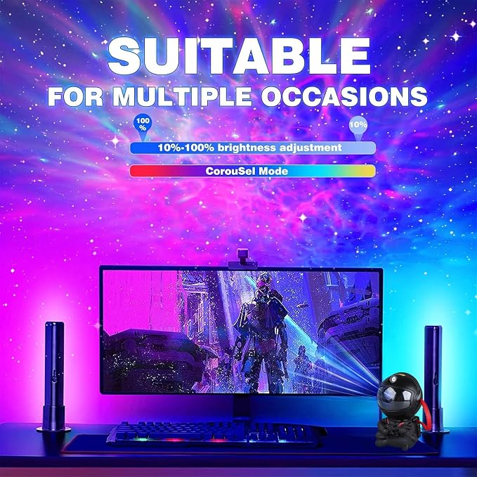 YXQUA Astronaut Galaxy Star Projector for Kids, Black Guitar | 8 Modes, Remote, 270 Degree Rotation, Night Light, Nebula Projection, Bedroom, Home Theater, Party, Birthday Gift