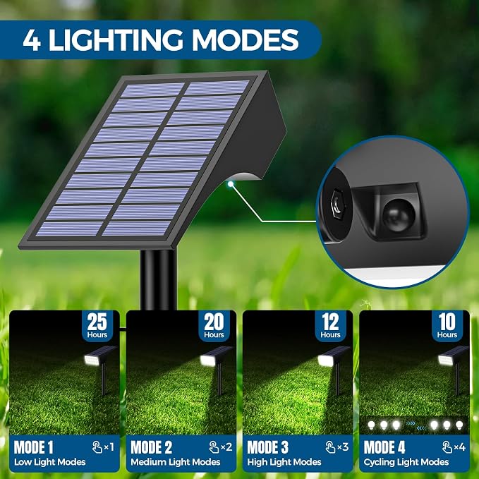 Solar Lights Outdoor Waterproof IP65, Landscape Lights, 6 Pack, Cool White | IP65 Waterproof, Auto On/Off LED Powered Yard Garden Flood Solar Light for Outside Pathway Wall Tree Lawn Uplights Lights