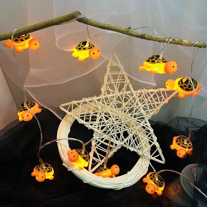 Cute Turtle Night Lights Turtle String Lights Battery Operated Bedroom Fairy Lights for Children Bedroom Home Holiday Decortion (Turtle, 1.65m/10LED)