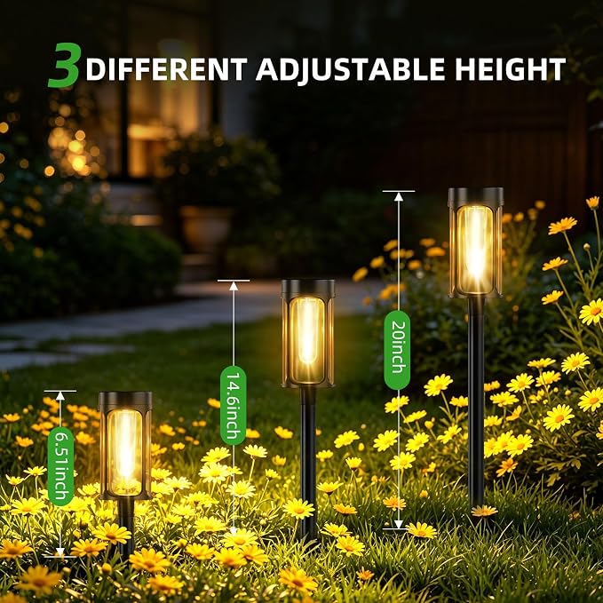 Solar Lights Outdoor, 12 Pack Waterproof IP65 Auto On/Off Solar Pathway Lights 3000K for Garden, Landscape, Path, Yard, Patio, Driveway,Walkway Decor, Landscape Lighting