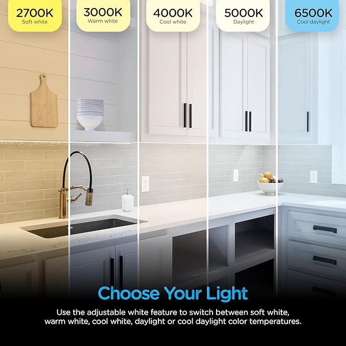 Enbrighten 24 inch Plug-in Under Cabinet Lights, 1560 Lumens, Five White Settings from (2700K-6500K), Full Range Dimmable, One-Touch Sync Control, Linkable Under Counter Lights for Kitchen 82786-T1