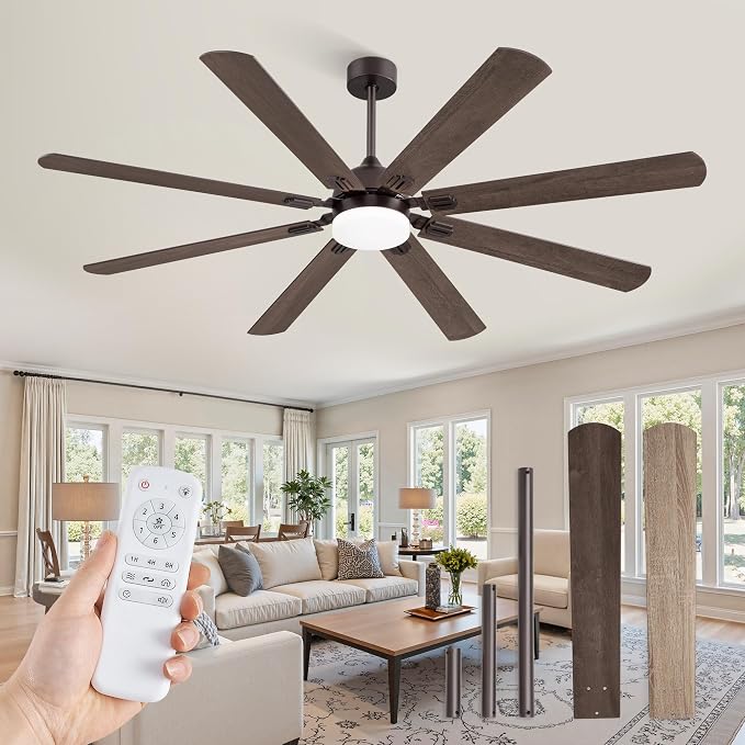 Fanbulous 72 Inch Outdoor Ceiling Fans with Lights,Oil Bronze | Modern,6 Speeds,3CCT,Timer,Remote Control,Quiet Reversible DC motor,Large,8 Double-sided Blades,Easy Installation