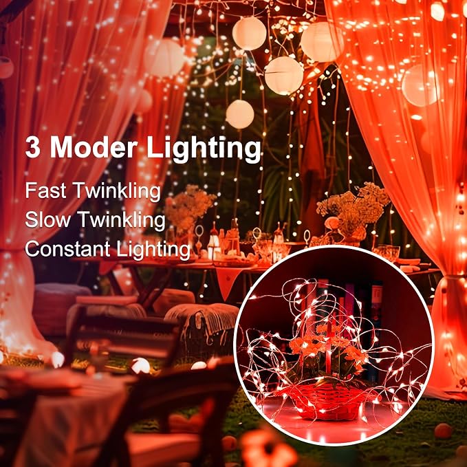 24 Pack Fairy Lights Battery Operated, 7ft 20 LED 3 Modes Speed Twinkle Mini String Lights Waterproof Silver Wire Firefly Starry Lights for Mason Jars Wedding Party Christmas Decorations