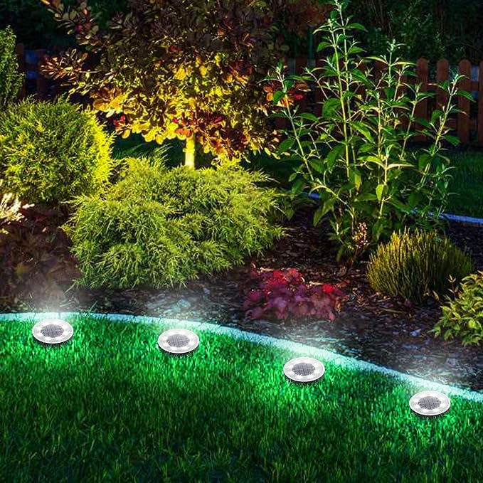 Joomer Solar Ground Lights Outdoor Waterproof, 12 Pack 8 LED, White | Solar Powered Garden Lights Disc Landscape Lighting Outdoor for Patio Pathway Lawn Yard Driveway Walkway outside