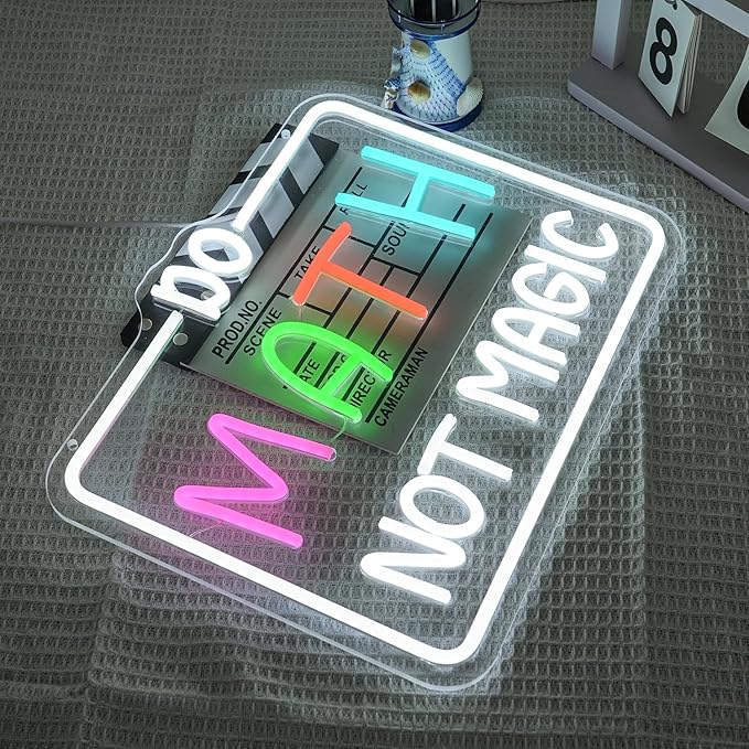 Do Math Not Magic Neon Sign for Classroom Math Neon Light Colorful Letter Led Neon Signs Classroom Led Neon Lights for Study Room Kids Room Library Decoration