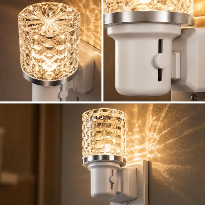 JandCase LED Night Light, Dimmable Nightlight Plug in 2 Pack,Dusk to Dawn | Modern Nightlight, Auto On Off Light Sensor, 3000K Soft White Night Light 0-100LM Brightness, Bathroom Hallway Bedroom Decor