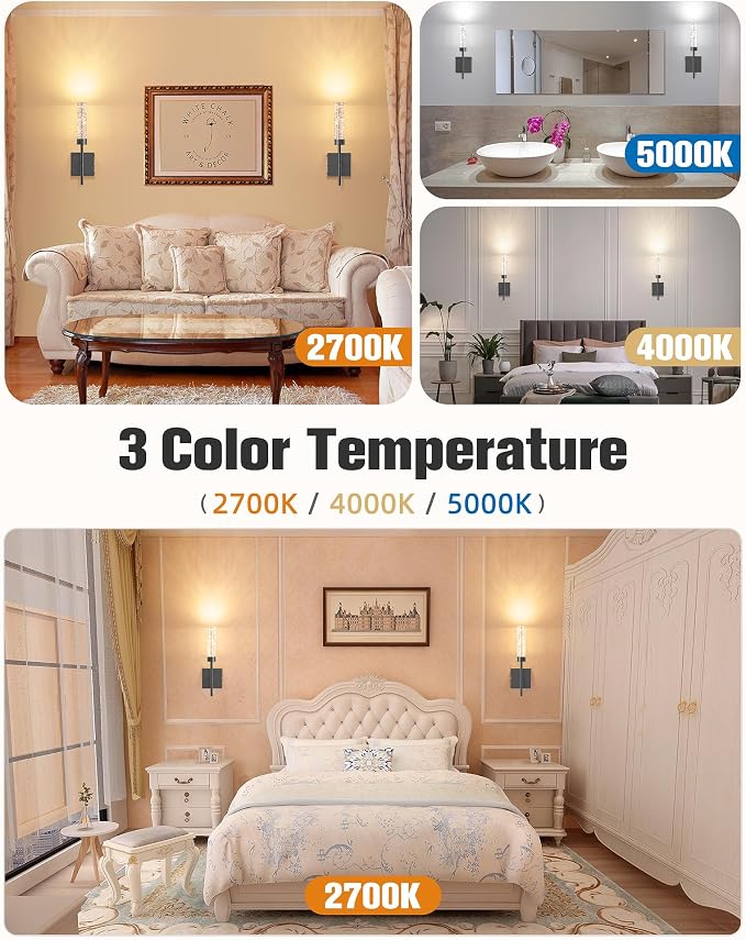 Crystal-Inspired Bubble Wireless Wall Sconces, 10000mAh Battery Operated Wall Sconces Set of 2, 3 Color Temps Rechargeable Wall Lights with Remote, Dimmable Wall Lamp for Living Room Bedroom