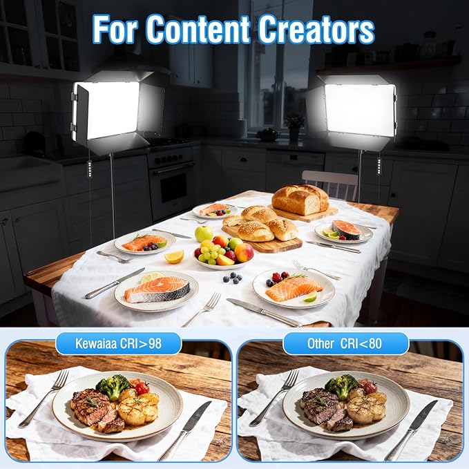 2 Pack RGB LED Video Light with Barndoor, 2500K-8500K CRI 98+ Dimmable Bi-Color LED Studio Light Panel, 12 Effects Photography Lighting Kit for Video Recording Shooting Live Streaming Podcast