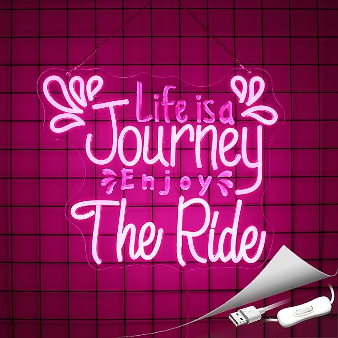 Whfobfe Neon Sign Led Neon Lights Signs for Wall Decor USB Powered Led for Room Decoration (Journey The Ride)
